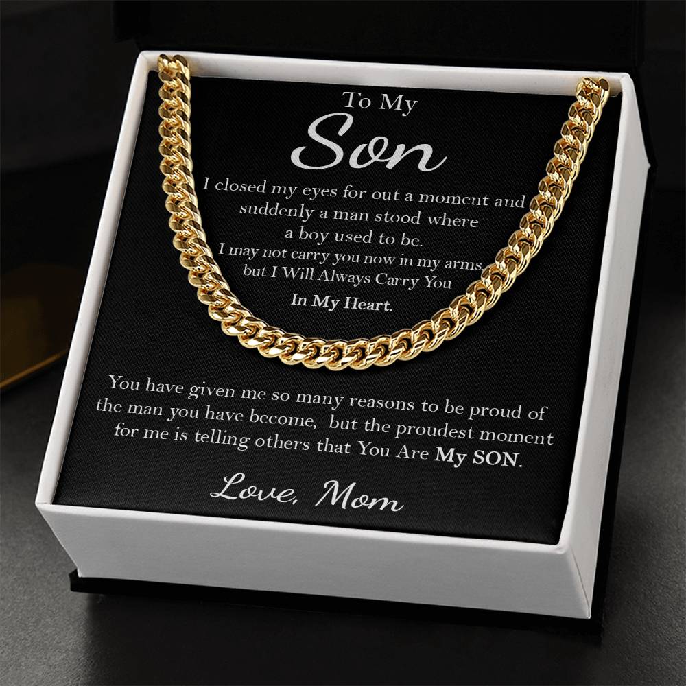 To My Son Necklace Son Birthday Gift From Mom Christmas Gift For Son Cuban Link Chain