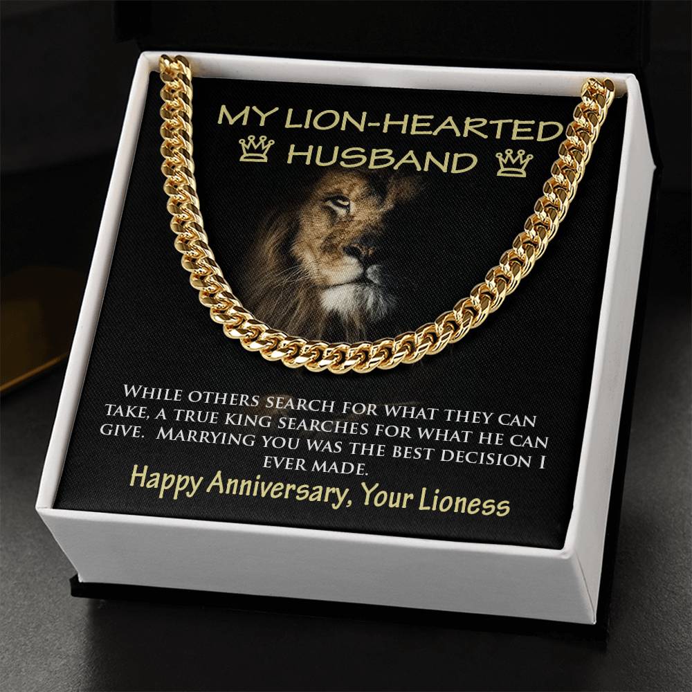 Cuban Link Chain Necklace Gift For Lion Husband King