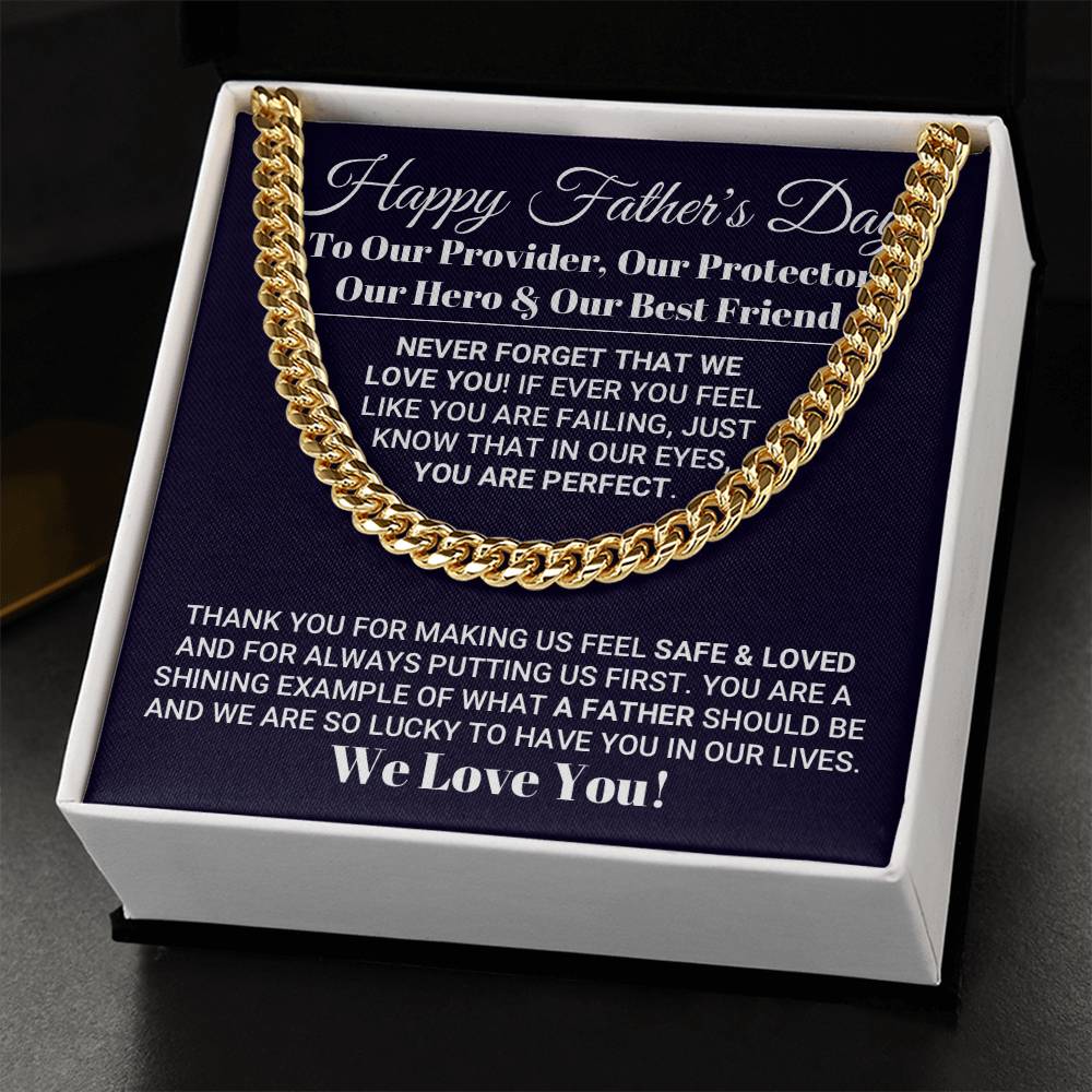 Our World Father's Day Necklace Cuban Link Chain