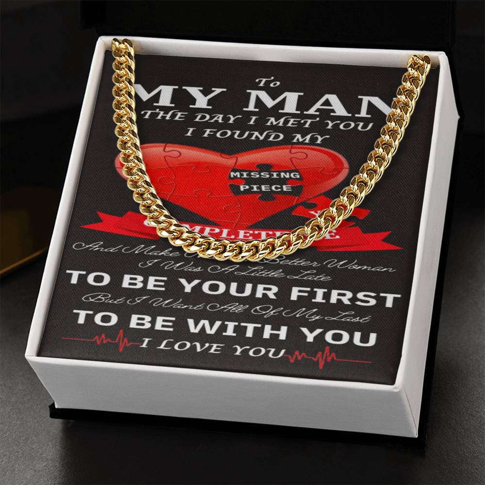 To My Man Cuban Chain Necklace For Him Romantic Birthday Gifts For Him Christmas Best Jewelry For Men Jewelry For Him Cuban Link Chain
