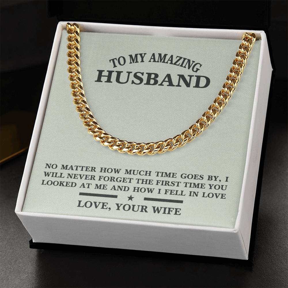 For Husband- Birthday Anniversary Gift Message Card Jewelry Cuban Link Chain