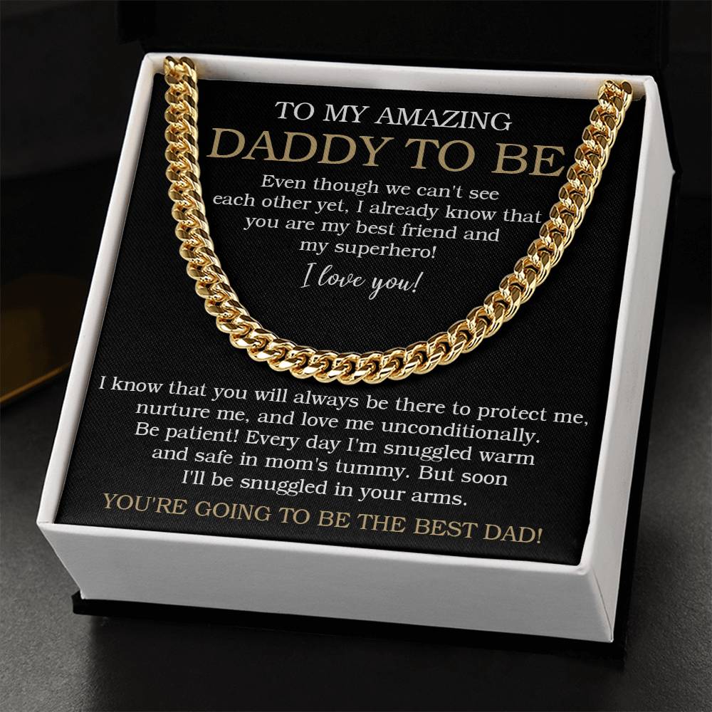 To My Amazing Daddy To Be Cuban Chain Necklace Daddy To Be Gift From Bump Necklace For New Dad Cuban Link Chain