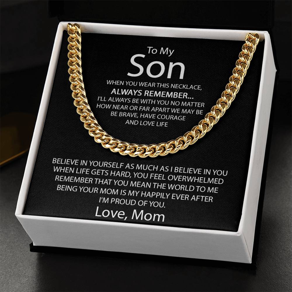 To My Son - Proud Of You Gift For Son From Mom Sentimental Gift For Son Cuban Link Chain