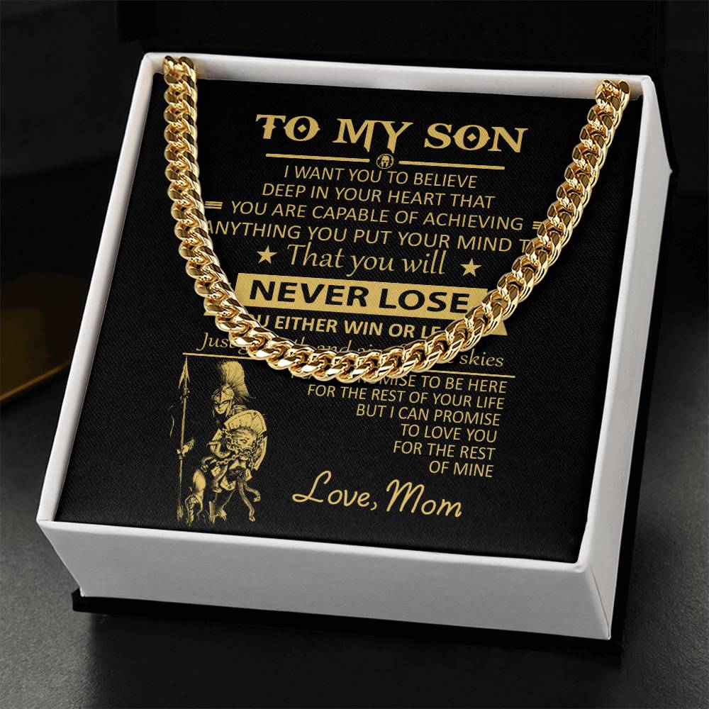 You'll Never Lose Mom Gift For Son Cuban Link Chain Necklace