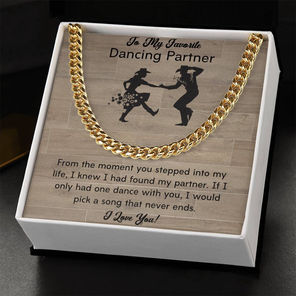 To My Dancing Partner - Line Dancers For Life - Men's Thick Link Chain Cuban Link Chain