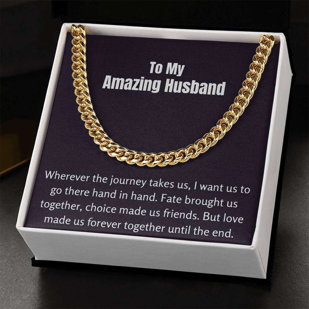 To My Amazing Husband Cuban Link Chain Necklace