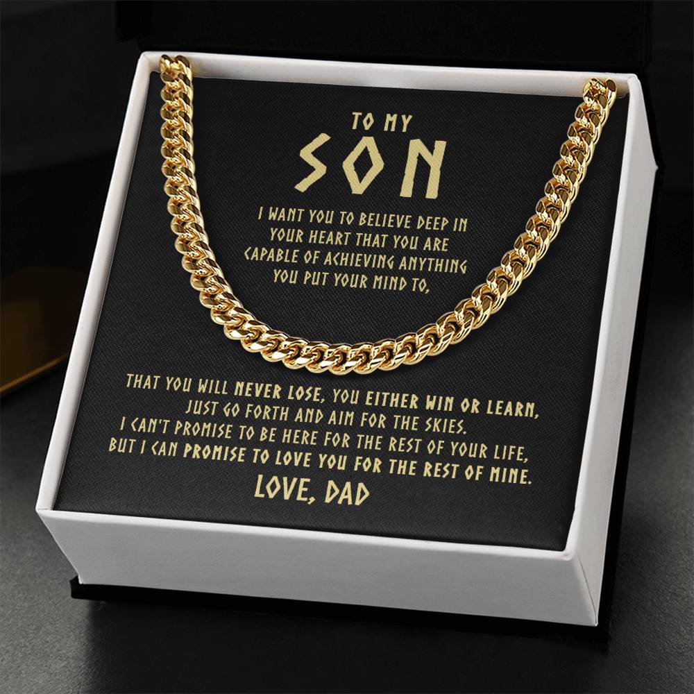 To My Son Cuban Link Chain Necklace - Viking Style