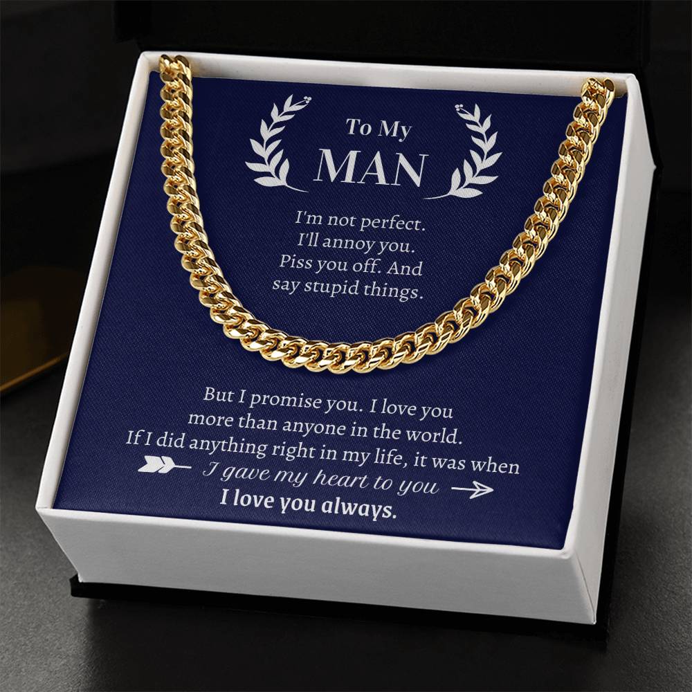 Valentine's Gift For Boyfriendhusband - I Promise I Love You More Than Anyone In The World Cuban Link Chain