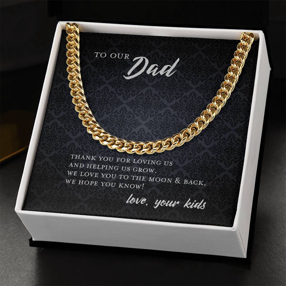 To Dad From Kids Father's Day Gift Cuban Chain Necklace Cuban Link Chain