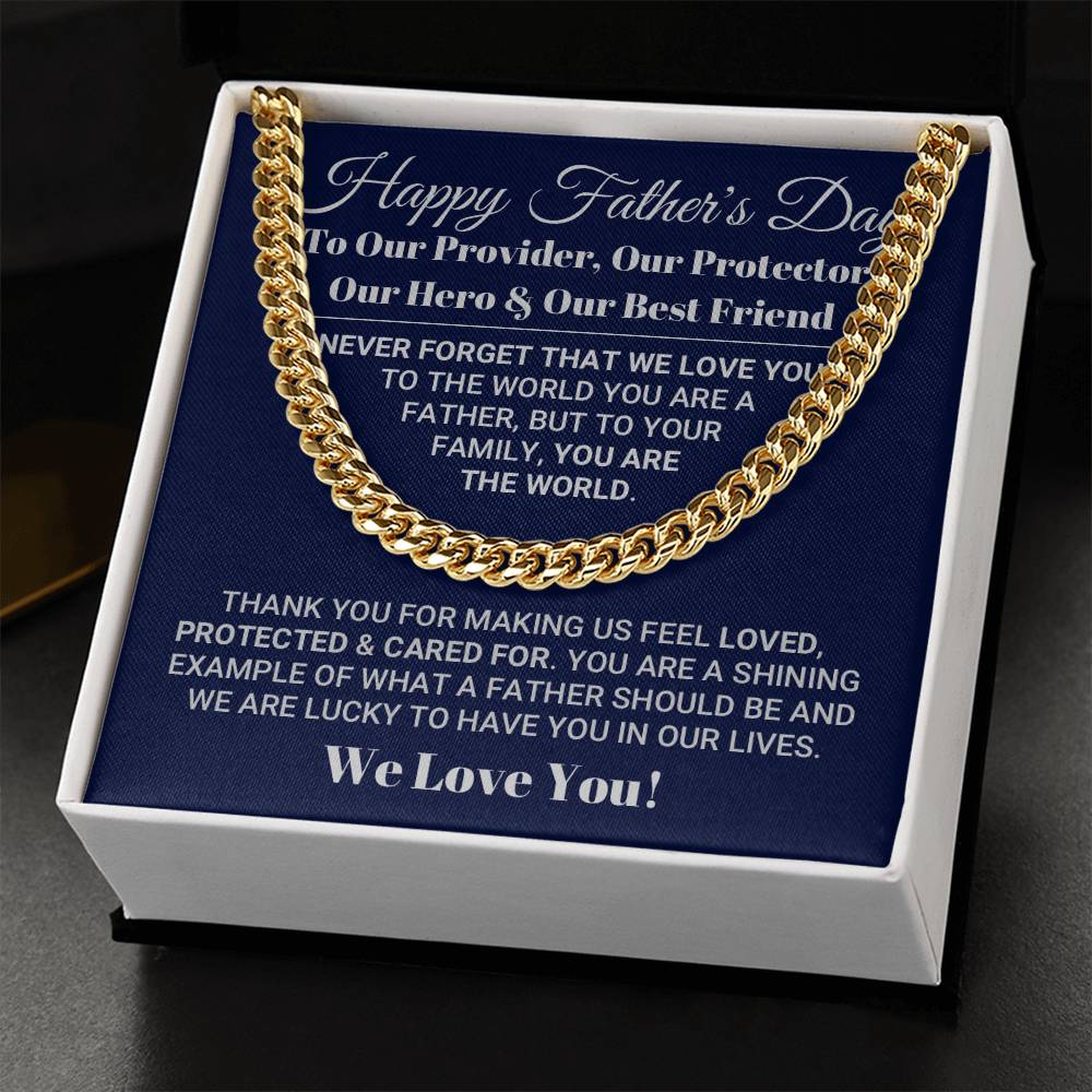 Our World Father's Day Necklace Cuban Link Chain