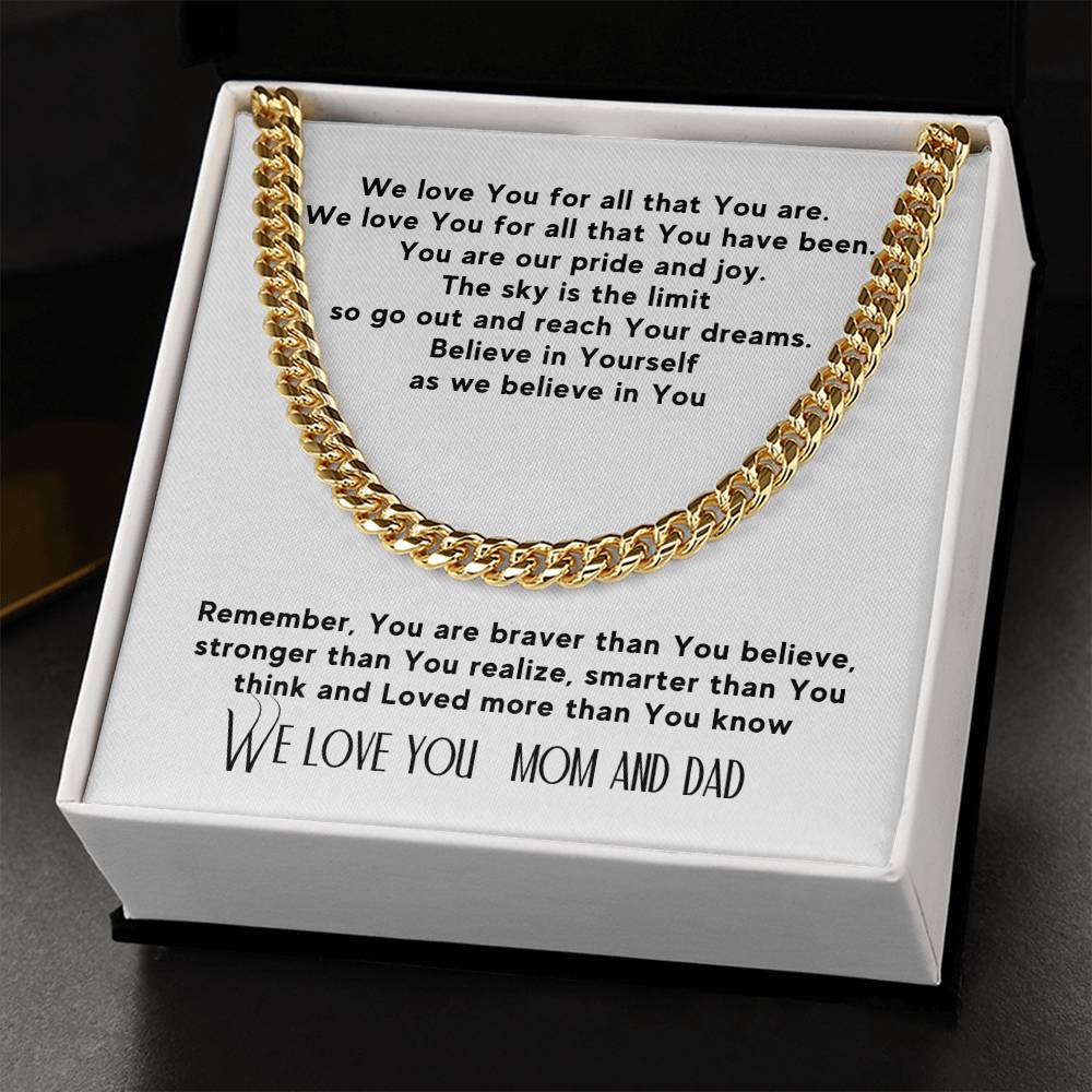 To Son From Mom Cuban Necklace Son Birthday Gift Cuban Link Chain Gold And Silver Just Because Christmas Gift Stocking