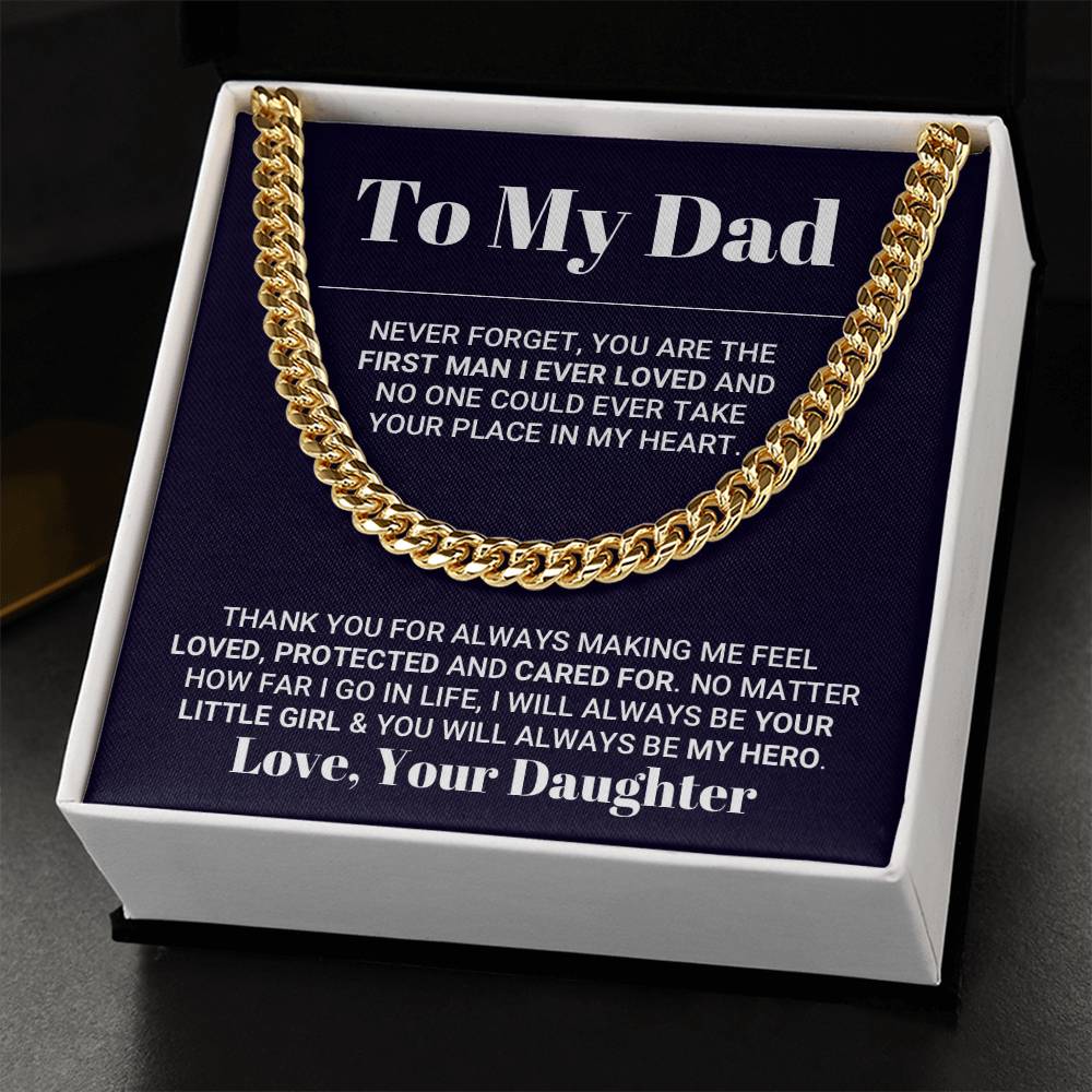My Dad My World Father's Day Necklace Cuban Link Chain