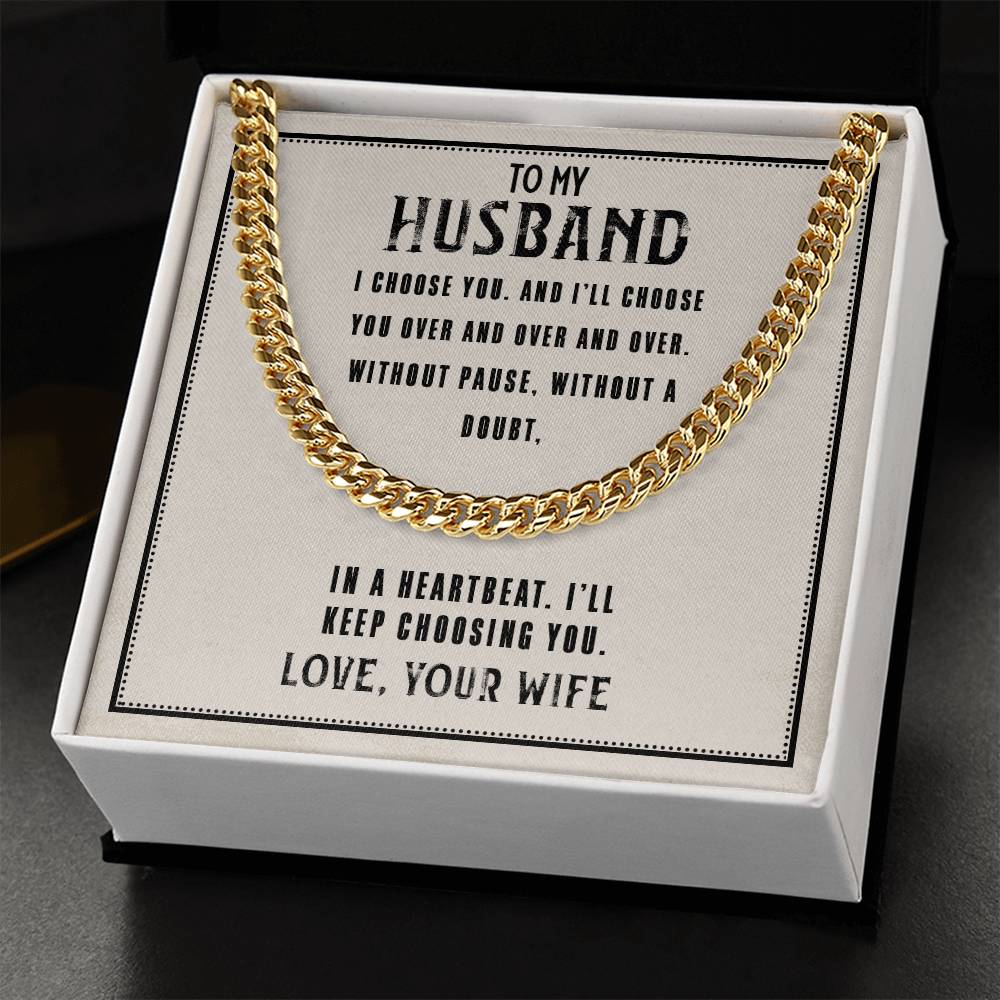 To My Husband Cuban Link Chain