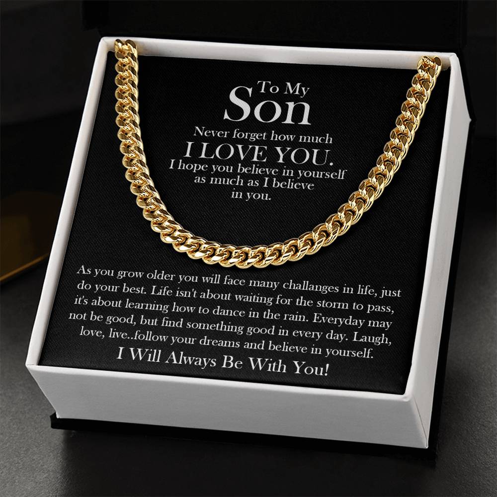 To My Son Gift From Mom Dad Son Chain Necklace Son Birthday Graduation Jewelry Gift Cuban Link Chain