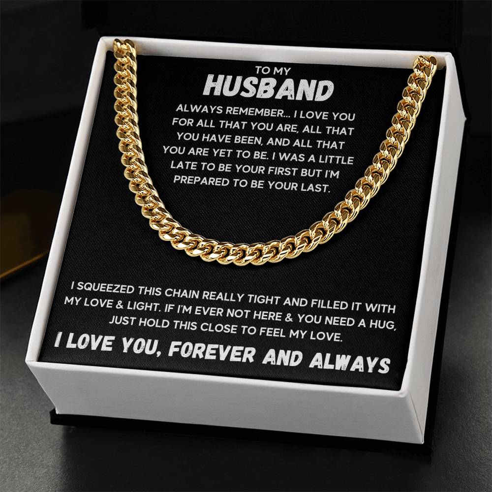 To My Husband Cuban Link Chain With Led Box