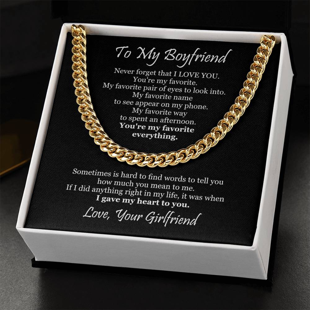 To My Boyfriend - Never Forget That I Love You Cuban Link Chain