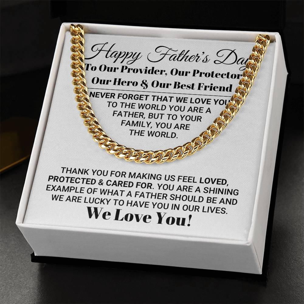 Our World Father's Day Necklace Cuban Link Chain