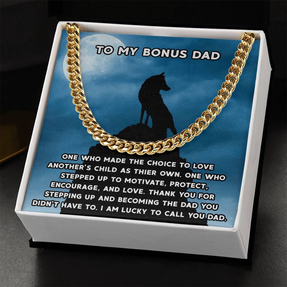 Step Dad Gift From Step Daughter Bonus Dad Gift From Bonus Son Fathers Day Sentimental Gift For Stepped Up Dad Cuban Link Chain