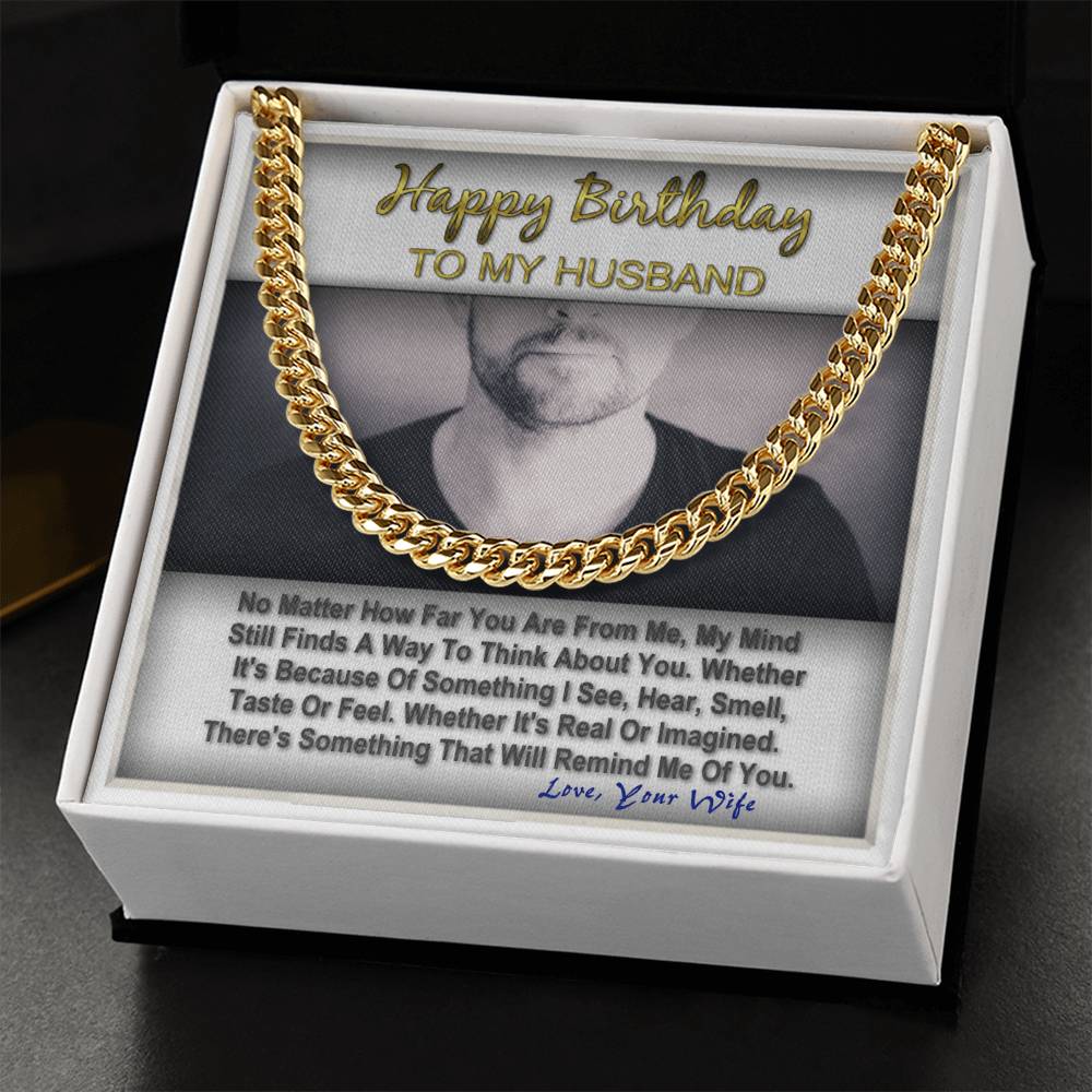 Happy Birthday To My Husband Gift For Him Cuban Link Chain Message Card Gift Box