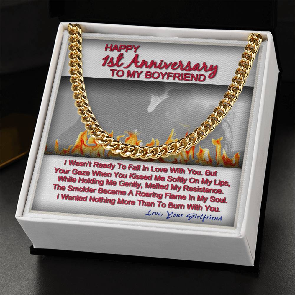 One Year Anniversary Gifts For Boyfriend Cuban Link Chain With Message Card