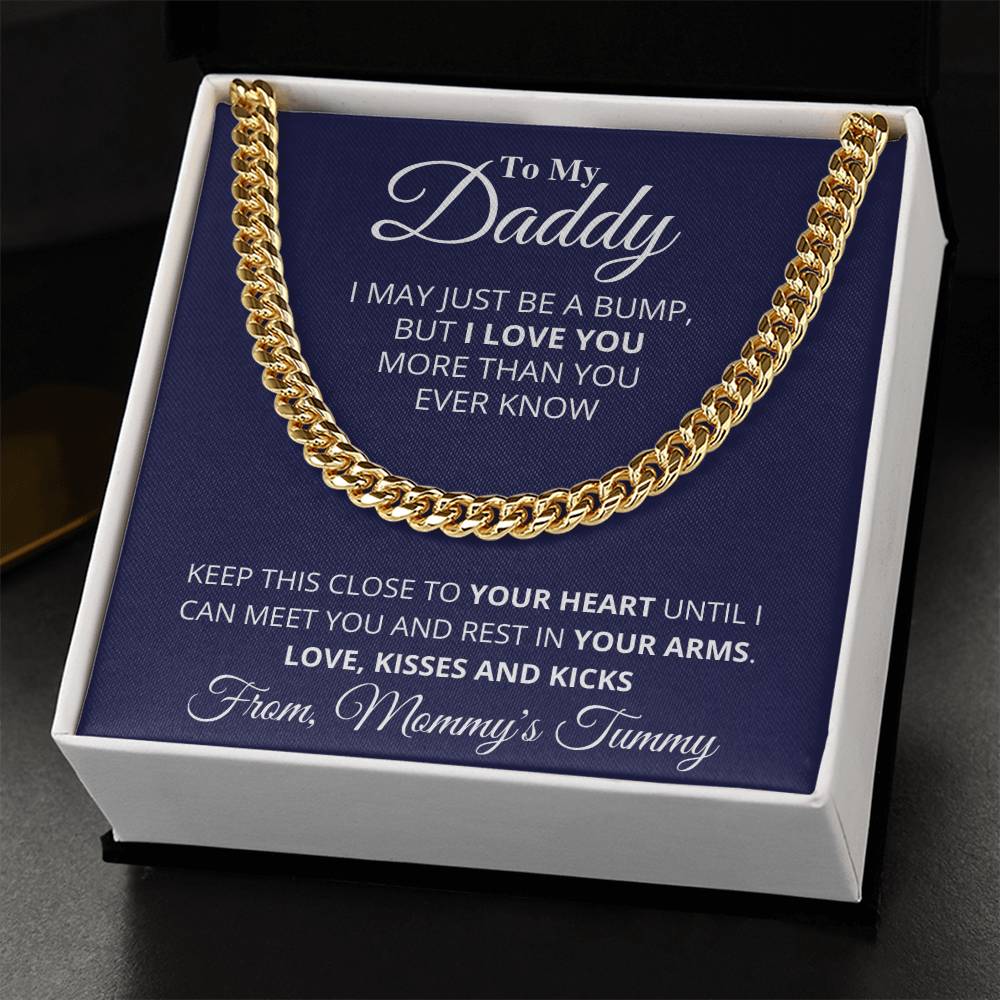Daddy To Be From Baby Bump Cuban Link Chain Daddy To Be Necklace Gift First Time Dad Gift New Dad Gift