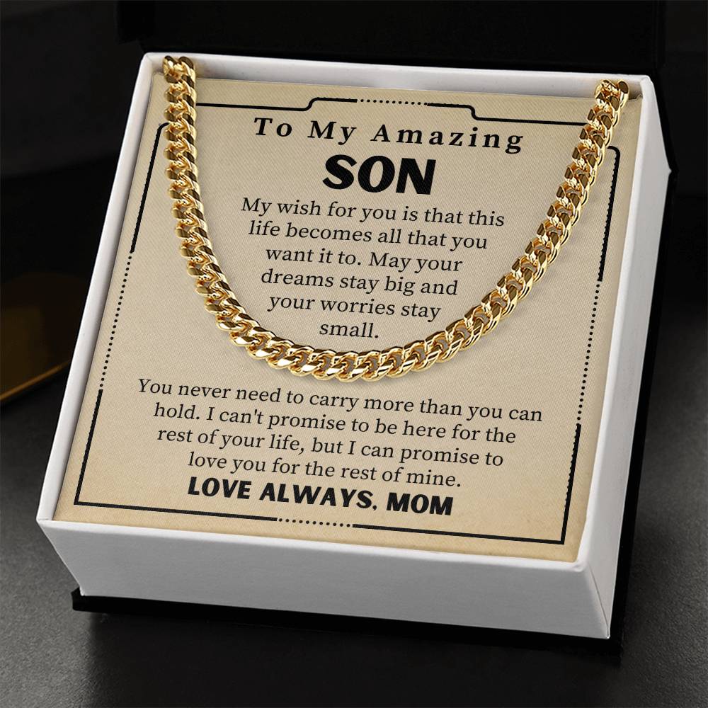 Gift For Son From Mom To My Amazing Son Necklace Cuban Link Chain