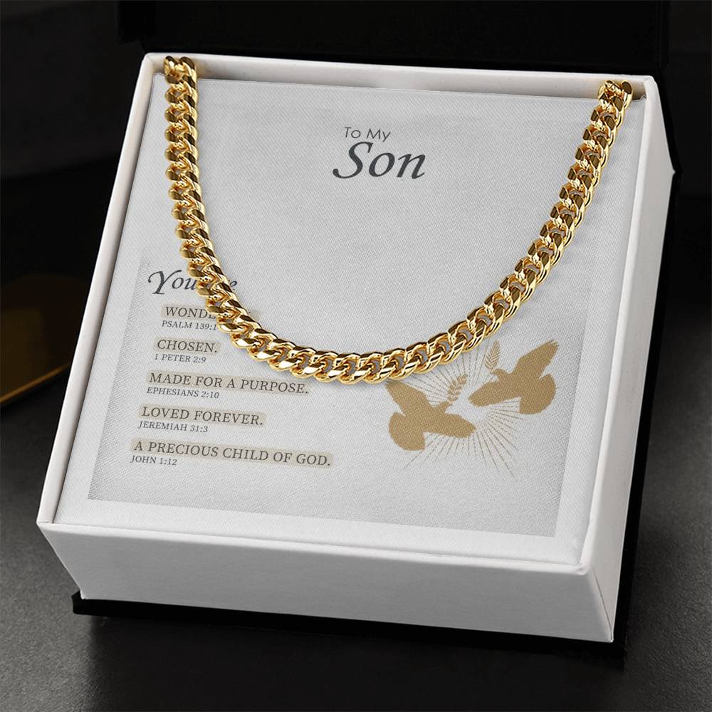 Gift For Son You Are Wonderful Chosen Made For A Purpose Cuban Link Chain Necklace