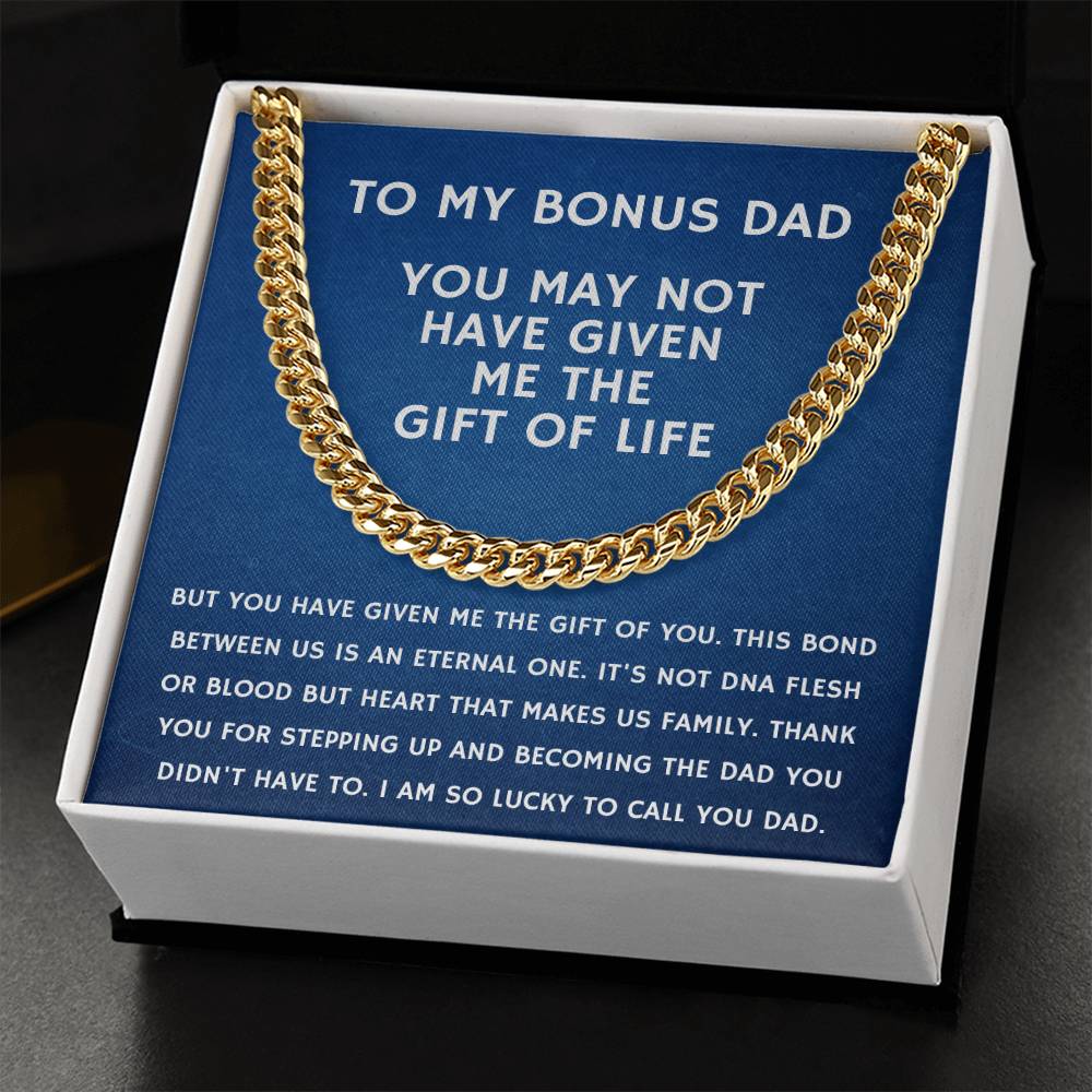 Step Dad Gift From Step Daughter Bonus Dad Gift From Bonus Son Fathers Day Sentimental Gift For Stepped Up Dad Cuban Link Chain
