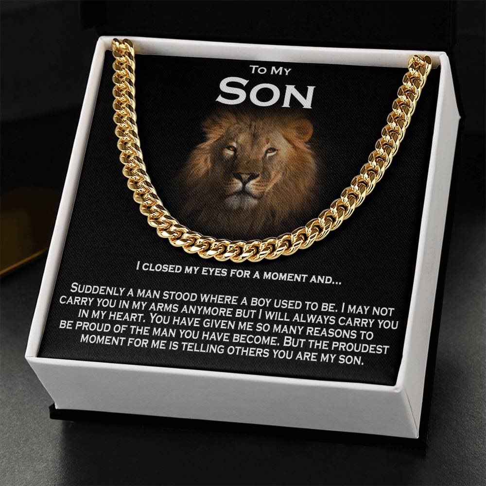 To My Son Solid Cuban Chain Necklace Cuban Link Chain
