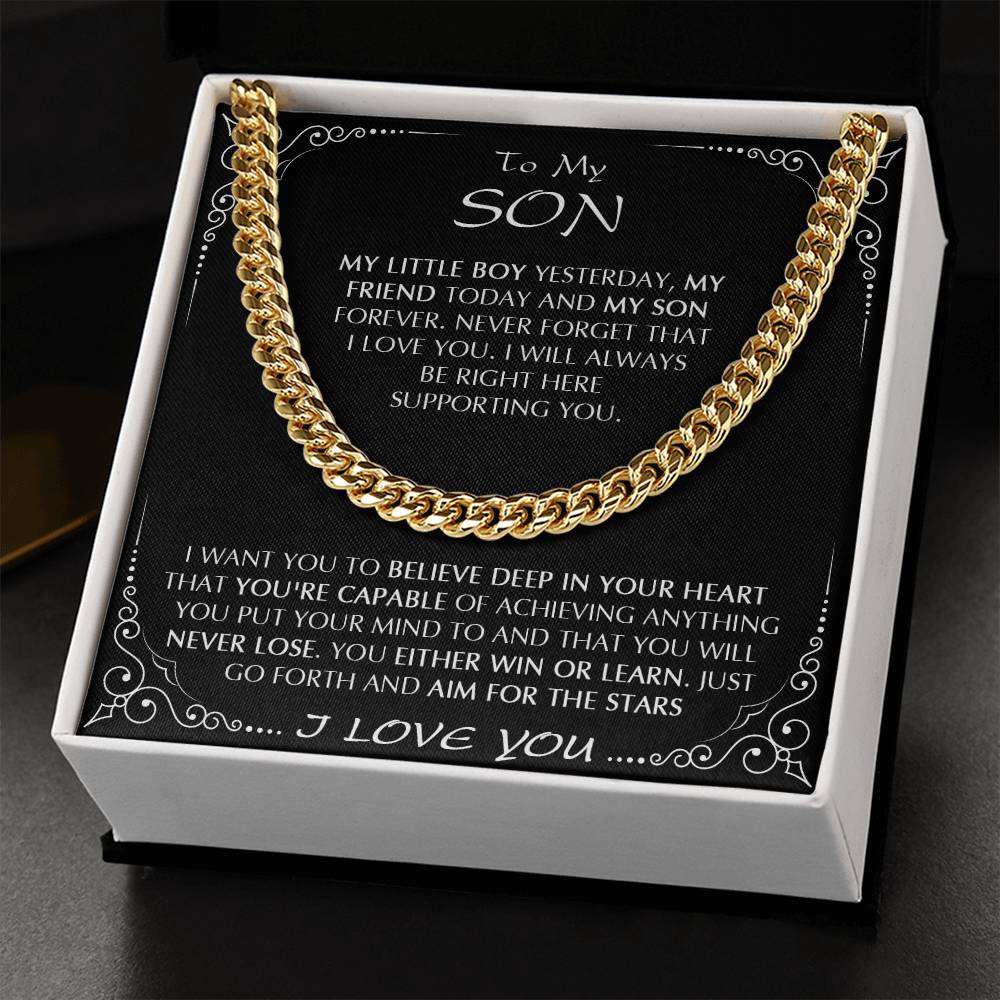 To My Son Necklace Link Chain Necklace Gift For Son From Dad Sentimental Gift For Son Birthday Gift Christmas Gift Cuban Link Chain