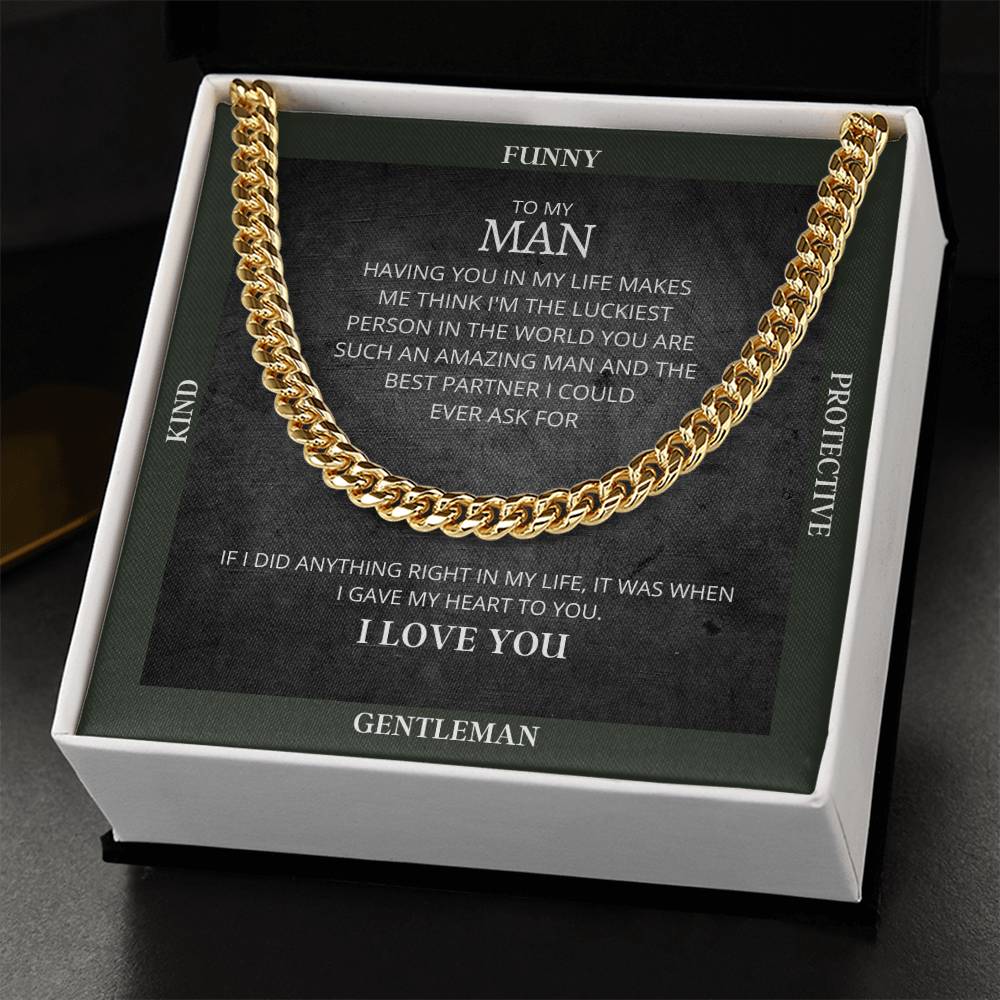 I Gave My Heart To You Cuban Link Chain Necklace Forest Original