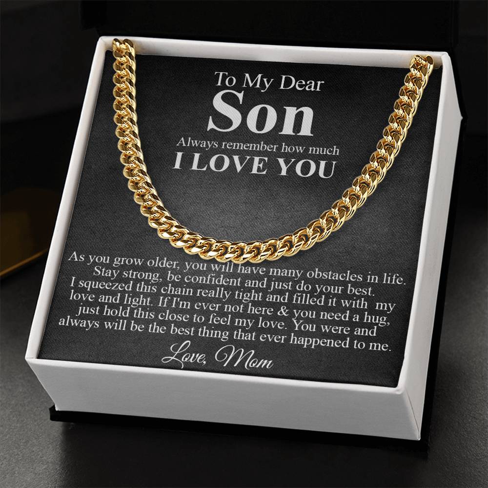 To My Dear Son Cuban Chain Necklace Son Gift From Mom Birthday Graduation Christmas Gift For Son Cuban Link Chain