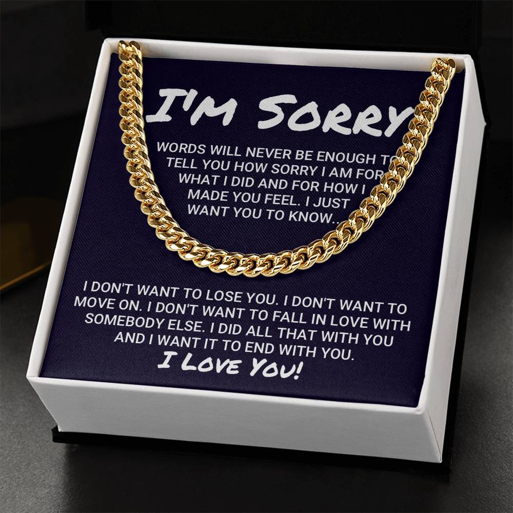 Sorry Apology Necklace Cuban Link Chain