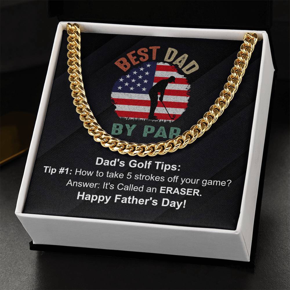 Golf Joke Necklace - Father's Day Gift Cuban Link Chain
