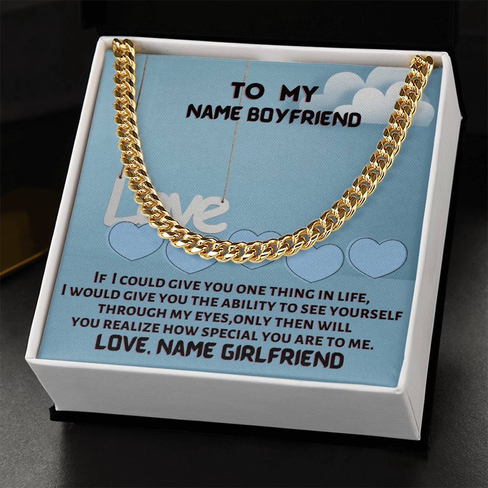 Personalized Necklace Name Gift For Boyfriend Cuban Link Chain