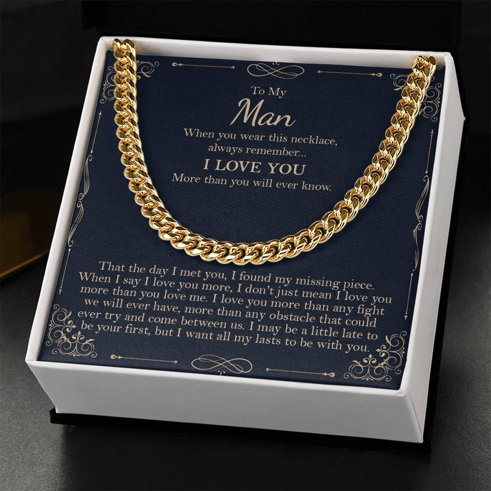To My Man Necklace Gift For Boyfriend Boyfriend Cuban Chain Necklace Birthday Gift For Men Cuban Link Chain