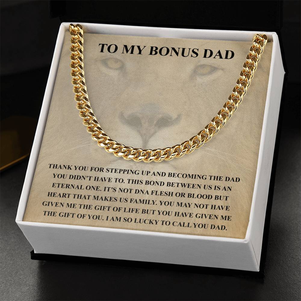 Step Dad Gift From Step Daughter Bonus Dad Gift From Bonus Son Fathers Day Sentimental Gift For Stepped Up Dad Cuban Link Chain