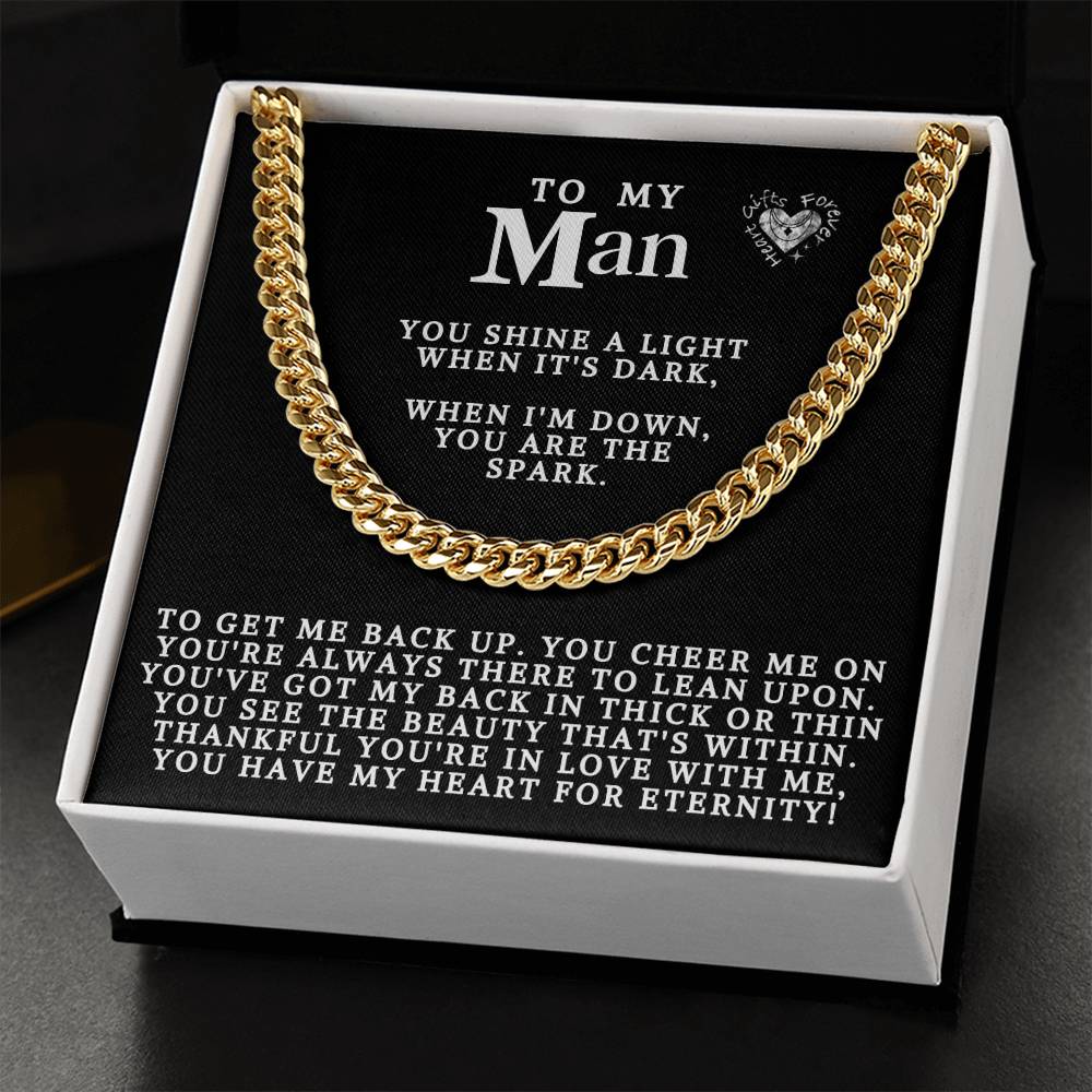 To My Man For Eternity Chain Link Necklace Cuban Link Chain