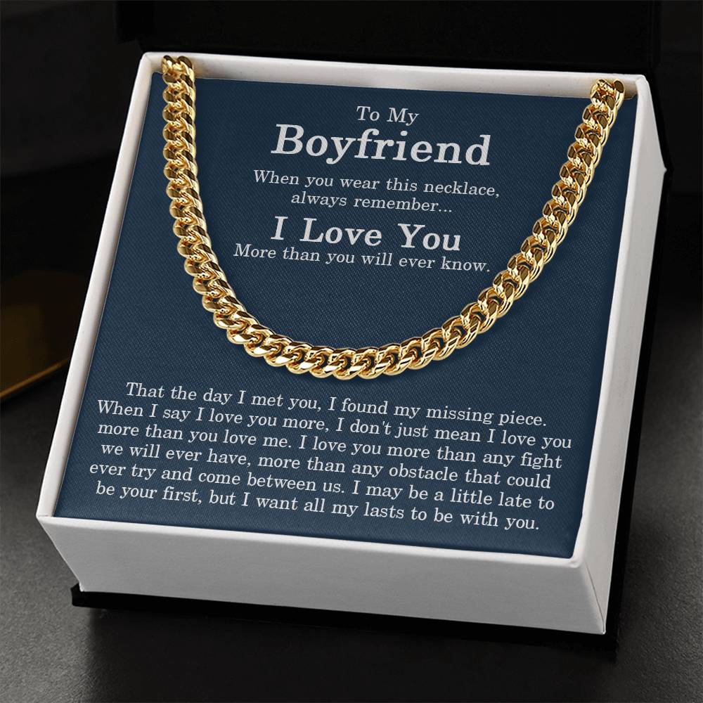 To My Boyfriend Cuban Chain Necklace Sentimental Gift For Boyfriend From Girlfriend Men Chain Necklace For Him Valenti Cuban Link Chain