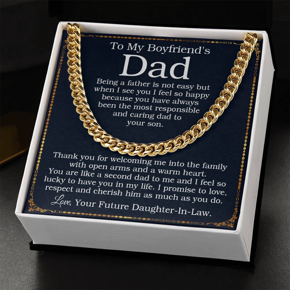 To My Boyfriend's Dad Cuban Chain Necklace Birthday Gift For Boyfriends Dad Fathers Day Christmas Gift Cuban Link Chain