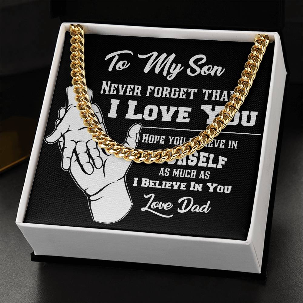 Gift For Son Never Forget That I Love You Cross Necklace Cuban Link Chain
