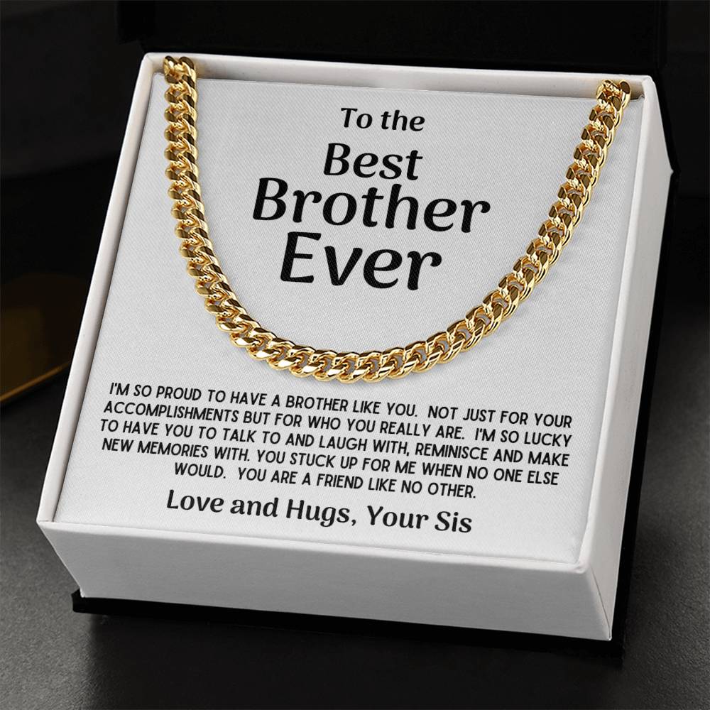 Best Brother Ever Cuban Chain Necklace Gift From Sis Cuban Link Chain