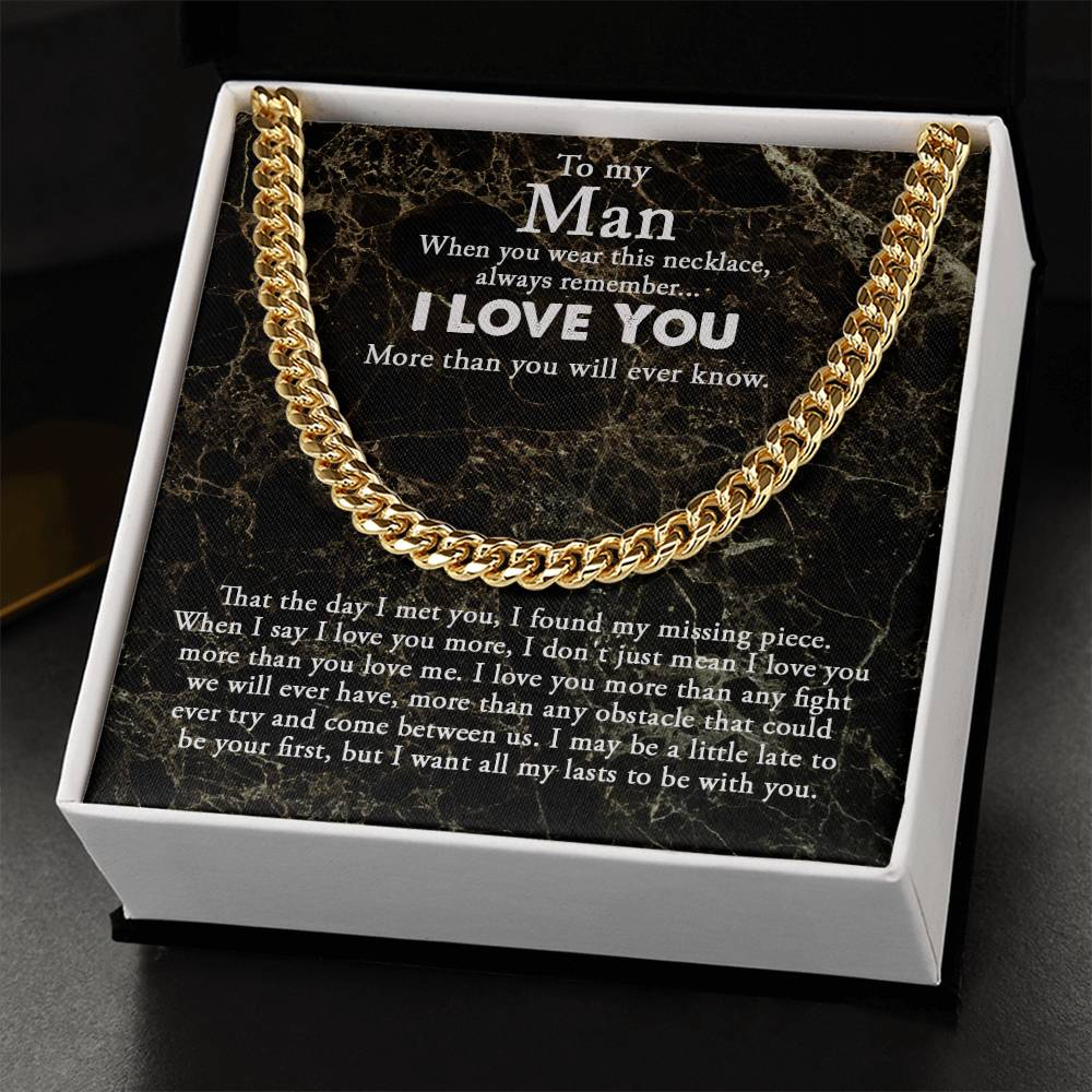 To My Man Chain Necklace Gift For Boyfriend Boyfriend Birthday Gift Anniversary Gift Cuban Link Chain