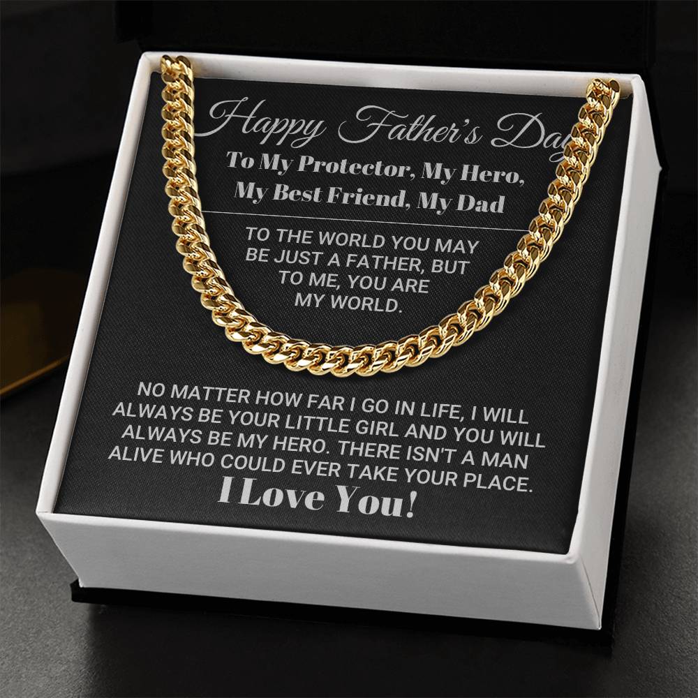 My Dad My World Father's Day Gift Cuban Link Chain