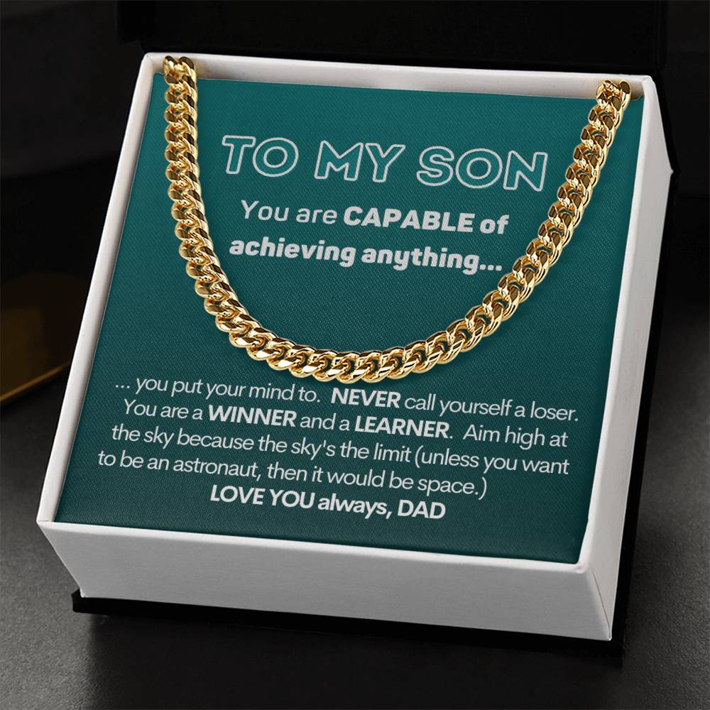 To My Capable Son Cuban Chain Necklace Gift From Dad Cuban Link Chain