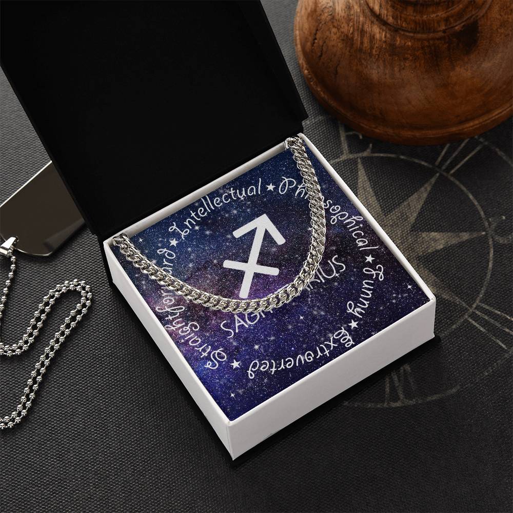 Cuban Link Chain Necklace - Sagittarius Theme