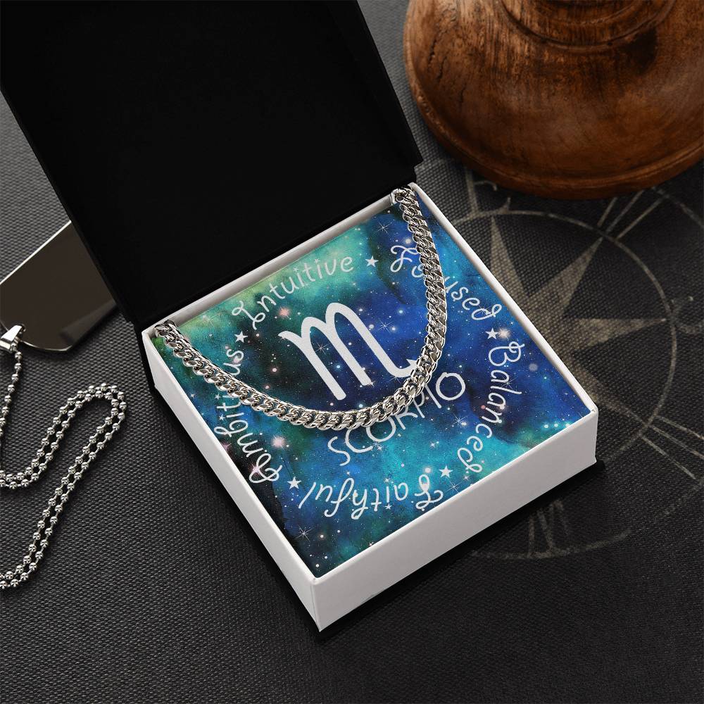 Cuban Link Chain Necklace - Scorpio Theme