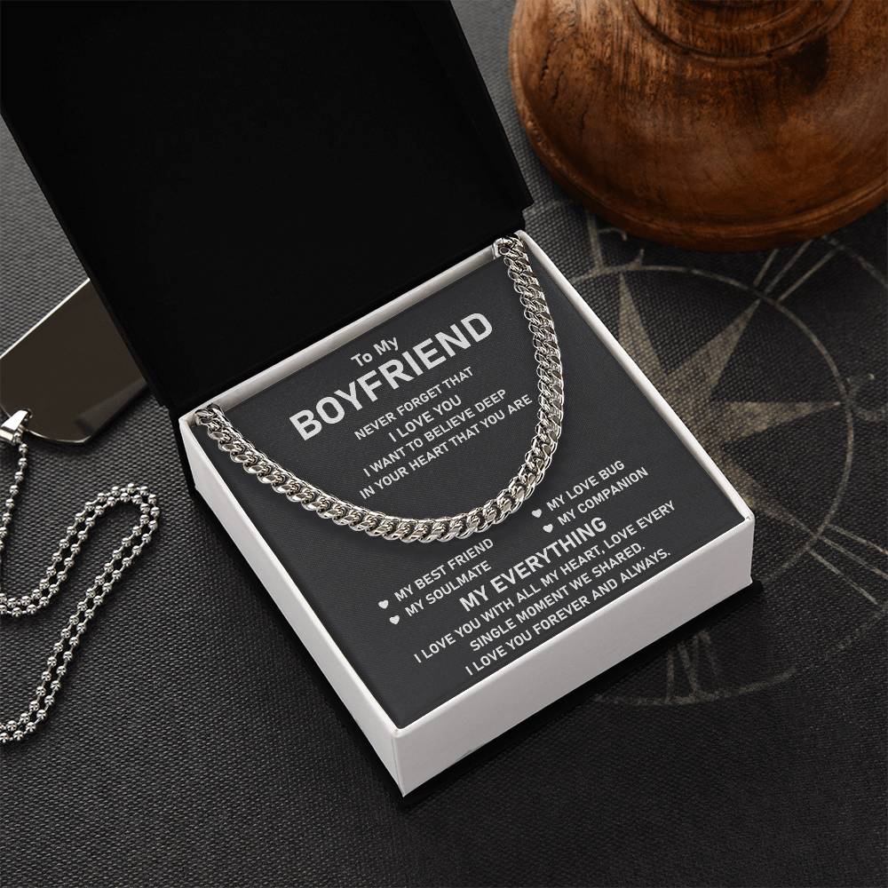 To My Boyfriend Cuban Chain Necklace Unique Anniversary Gift For Boyfriend Boyfriend Birthday Gift Cuban Link Chain