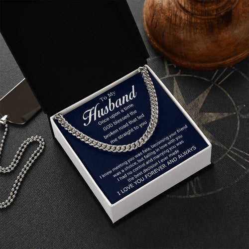 To My Husband - Love You Forever - Cuban Link Chain Necklace + Mahogany Luxury Gift Box