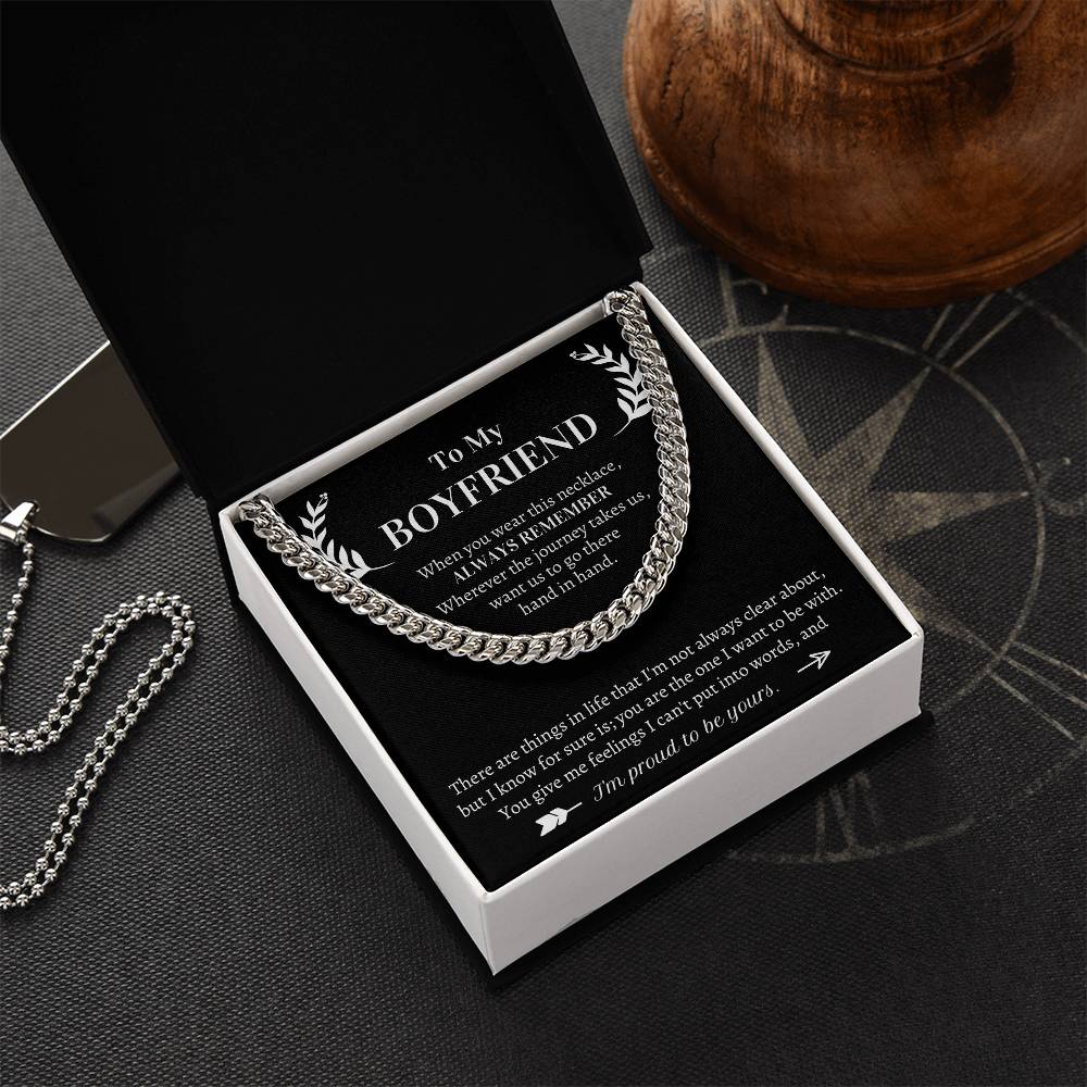 Valentine's Gift For Boyfriend - Wherever The Journey Takes Us Want Us To Go There Hand In Hand Cuban Link Chain